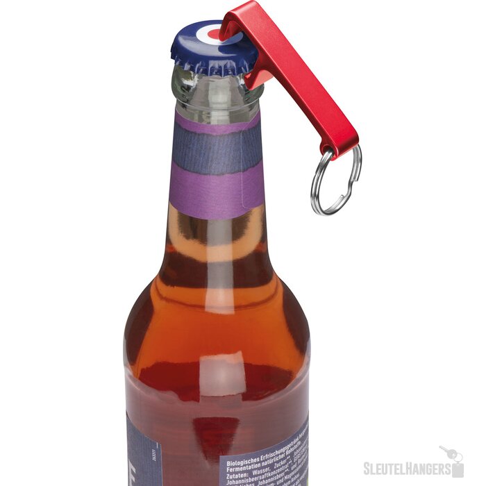 Sleutelhanger met flesopener rood