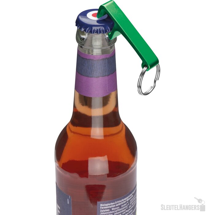 Sleutelhanger met flesopener groen