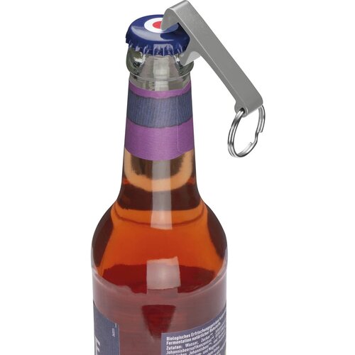 Sleutelhanger met flesopener grijs silvergrey zilvergrijs
