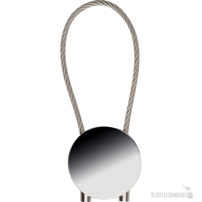 Ronde metalen sleutelhanger grijs silvergrey zilvergrijs