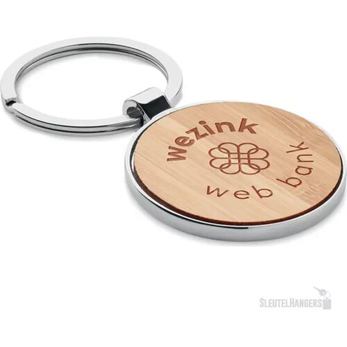 Ronde Sleutelhanger Met Bamboe Inzetstuk Naturel