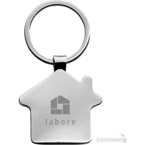 Huisvormige Sleutelhanger Met Houten Inlay Naturel