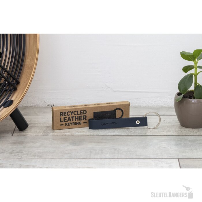 Recycled Leather Keyring Sleutelhanger Donkerblauw
