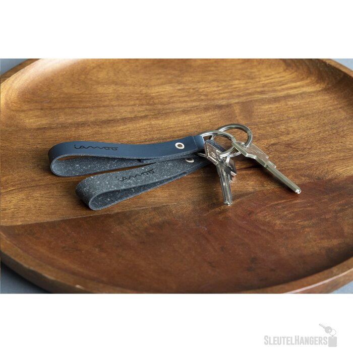 Recycled Leather Keyring Sleutelhanger Donkerblauw