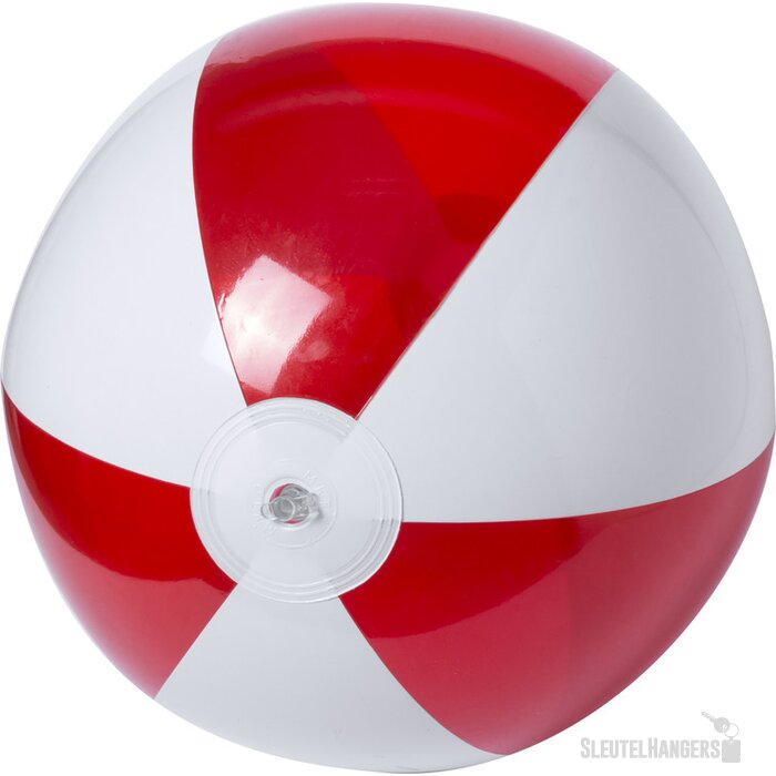Strandbal Met Transparant Gekleurde Panelen (28 Cm) Rood