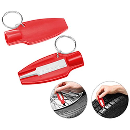 Bandenproefiel meter met ventieldopopener rood
