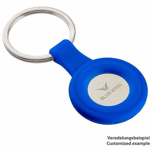 Siliconen sleutelhanger met muntje Blauw