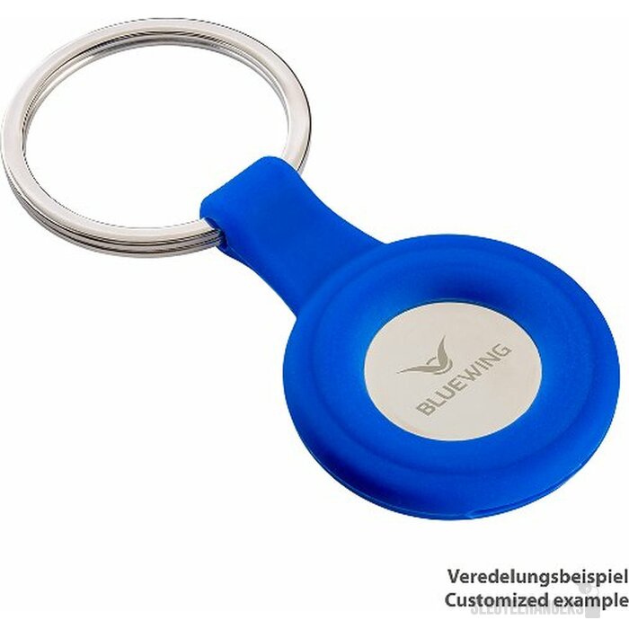Siliconen sleutelhanger met muntje Blauw