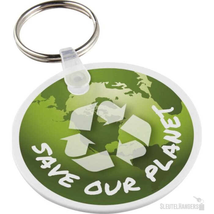 Tait cirkelvormige gerecyclede sleutelhanger Wit