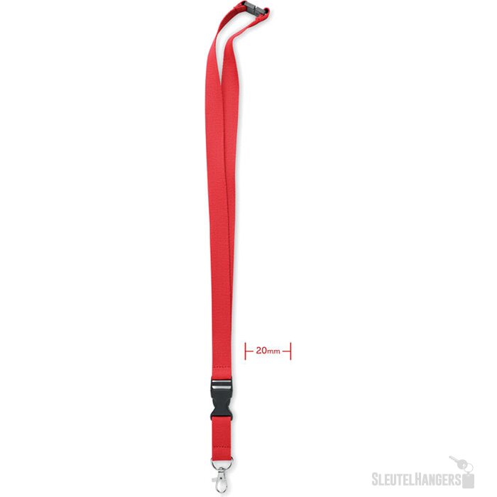Lanyard met metalen haak 20mm Lannycot Rood