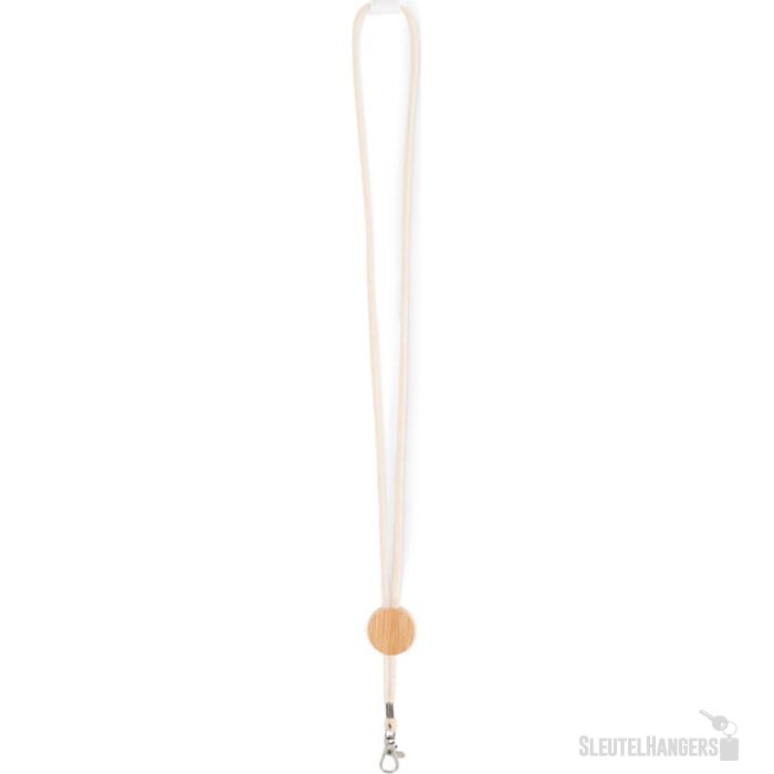 Katoenen lanyard metalen haak Kara beige