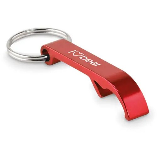 Gerecyclede aluminium sleutelhanger flesopener Rood