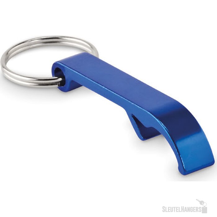 Gerecyclede aluminium sleutelhanger flesopener Blauw