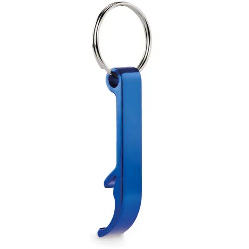Gerecyclede aluminium sleutelhanger flesopener Blauw