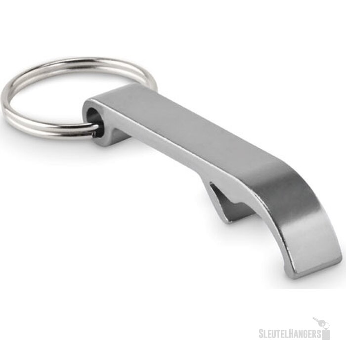 Gerecyclede aluminium sleutelhanger flesopener Zilver