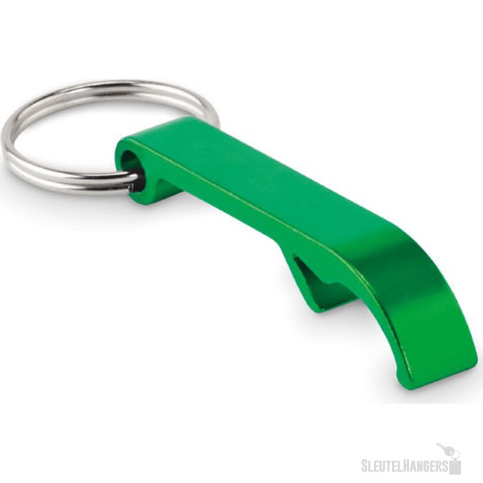 Gerecyclede aluminium sleutelhanger flesopener Groen