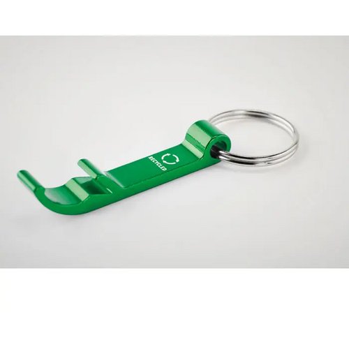 Gerecyclede aluminium sleutelhanger flesopener Groen