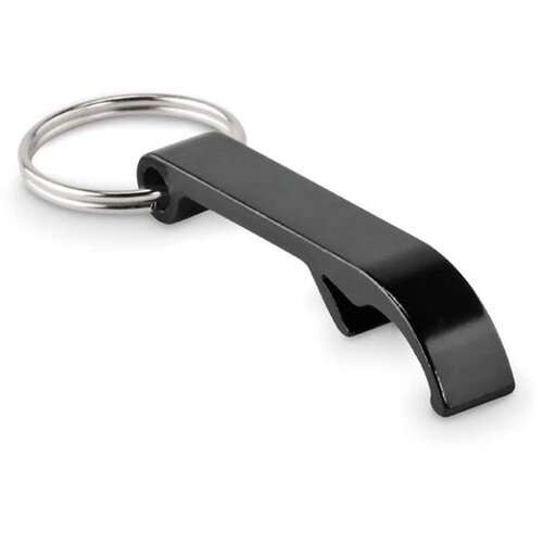 Gerecyclede aluminium sleutelhanger flesopener Zwart