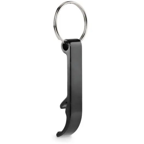 Gerecyclede aluminium sleutelhanger flesopener Zwart