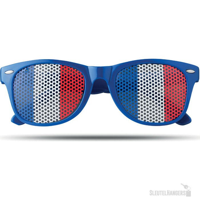 Pinhole zonnebril met vlag Kobaltblauw