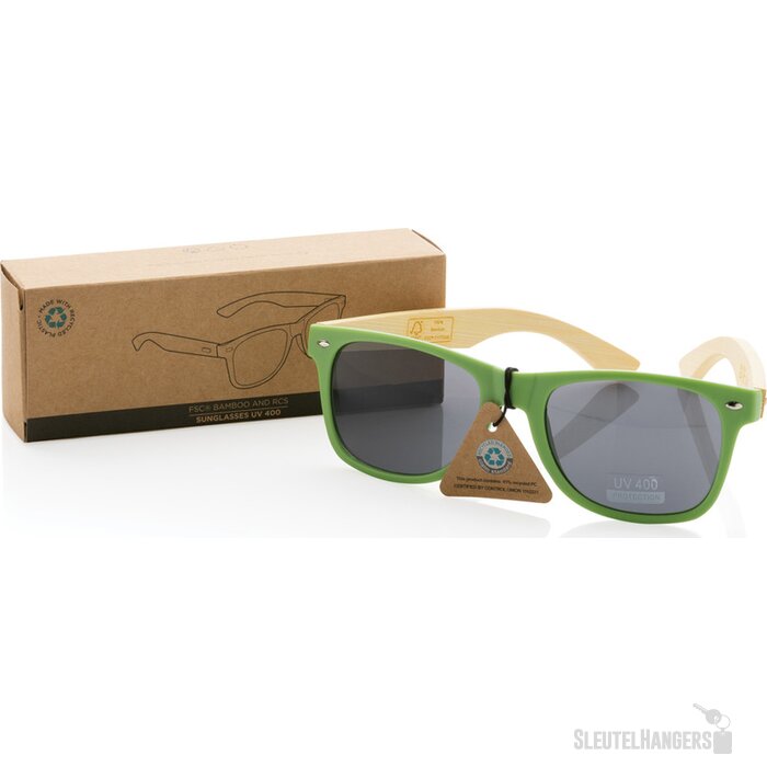 Bamboe en RCS zonnebril van gerecycled plastic groen