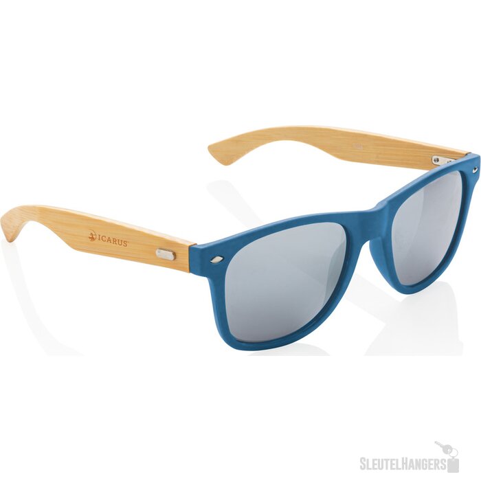Bamboe en RCS zonnebril van gerecycled plastic blauw