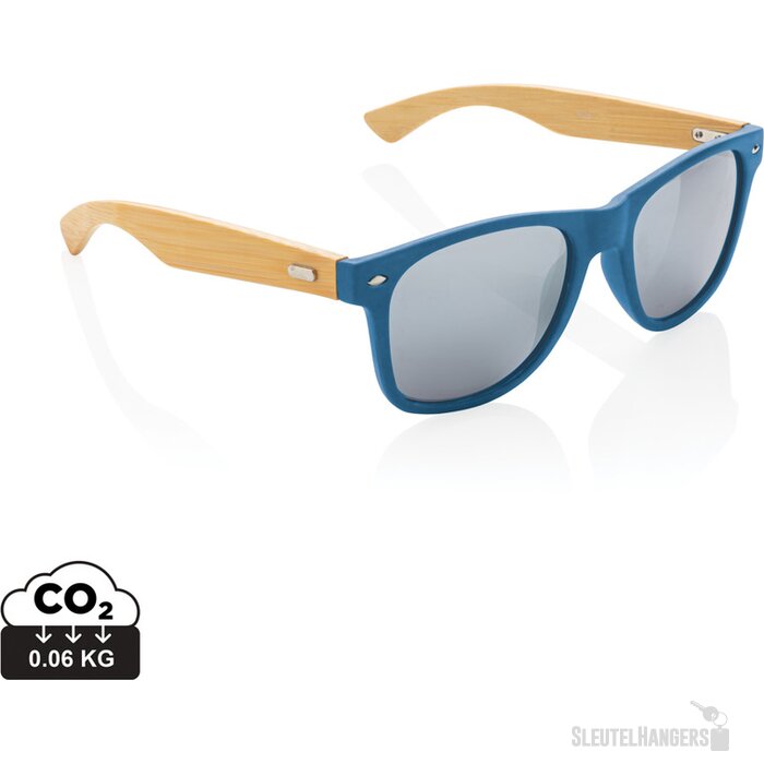Bamboe en RCS zonnebril van gerecycled plastic blauw