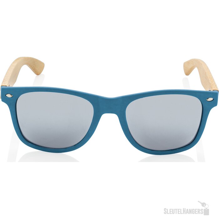 Bamboe en RCS zonnebril van gerecycled plastic blauw