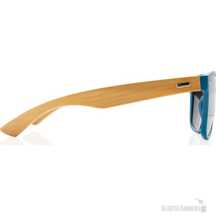 Bamboe en RCS zonnebril van gerecycled plastic blauw