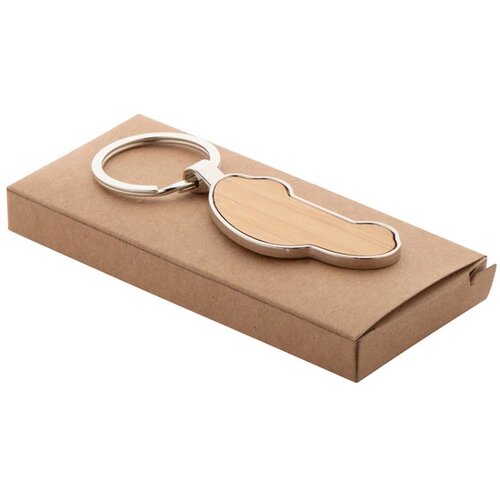 Auto Sleutelhanger Met Bamboe Inzet Bruin