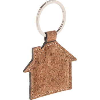 Huisvormige Sleutelhanger Van Kurk Naturel