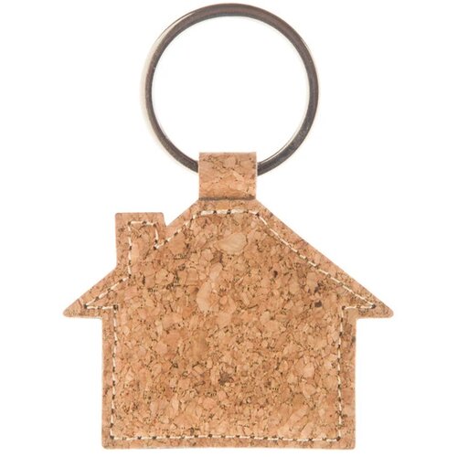 Huisvormige Sleutelhanger Van Kurk Naturel