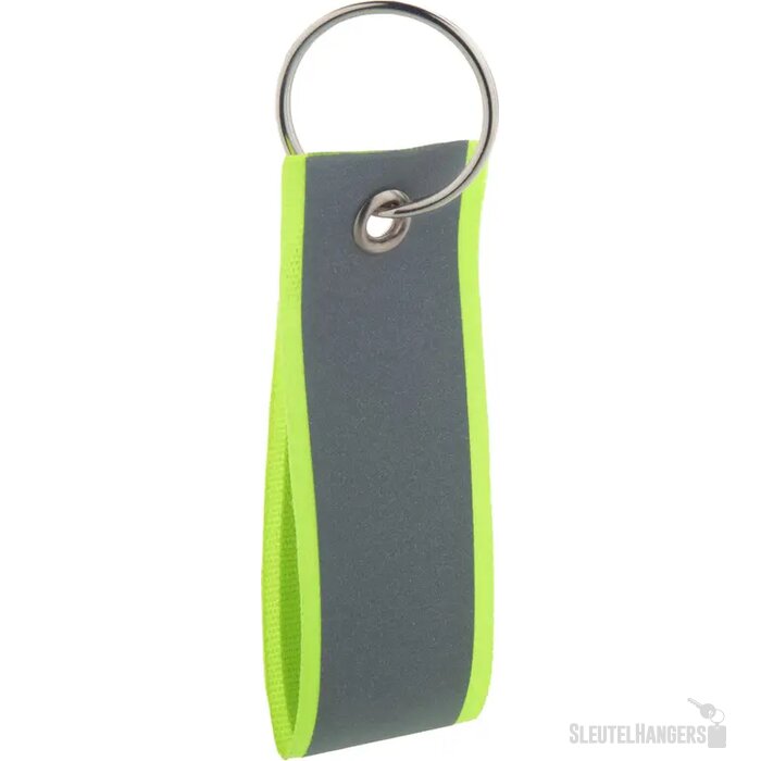 Reflecterende Polyester Sleutelhanger Geel