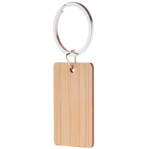 Bamboe Sleutelhanger Met Metalen Ring Naturel