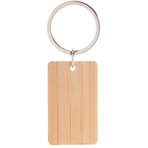 Bamboe Sleutelhanger Met Metalen Ring Naturel