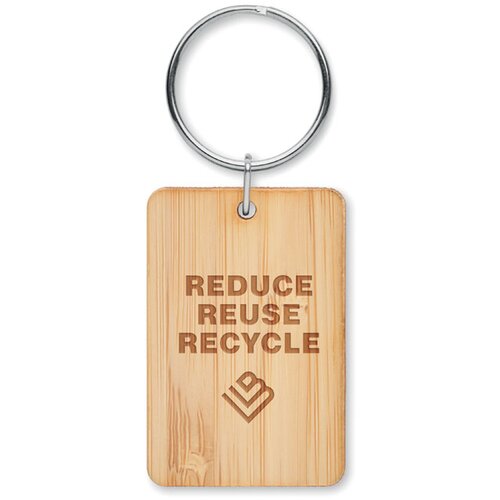Bamboe Sleutelhanger Met Metalen Ring Naturel