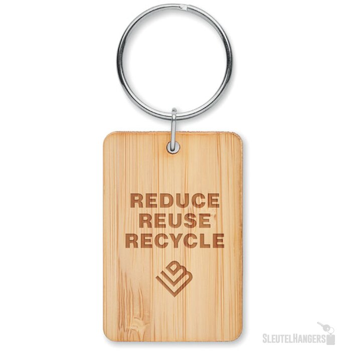 Bamboe Sleutelhanger Met Metalen Ring Naturel