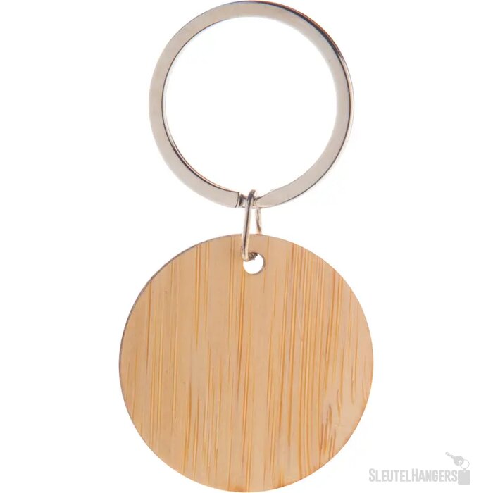Bamboe Sleutelhanger Met Metalen Ring Naturel