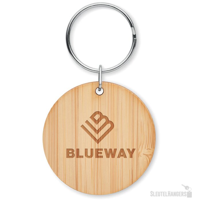 Bamboe Sleutelhanger Met Metalen Ring Naturel