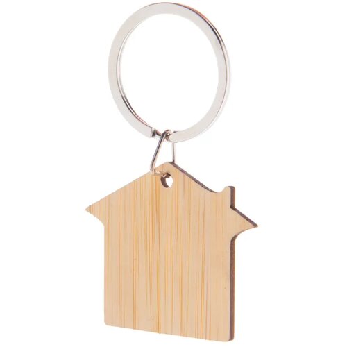 Bamboe Sleutelhanger In Huisvorm Naturel