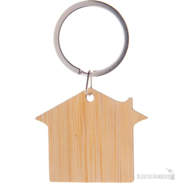 Bamboe Sleutelhanger In Huisvorm Naturel