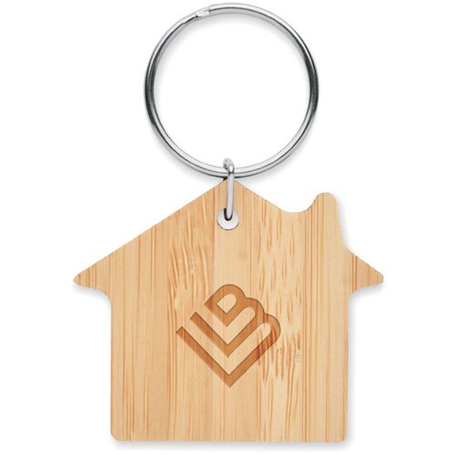 Bamboe Sleutelhanger In Huisvorm Naturel