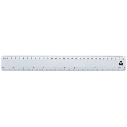 Gerecyclede plastic liniaal (30 cm) Wit