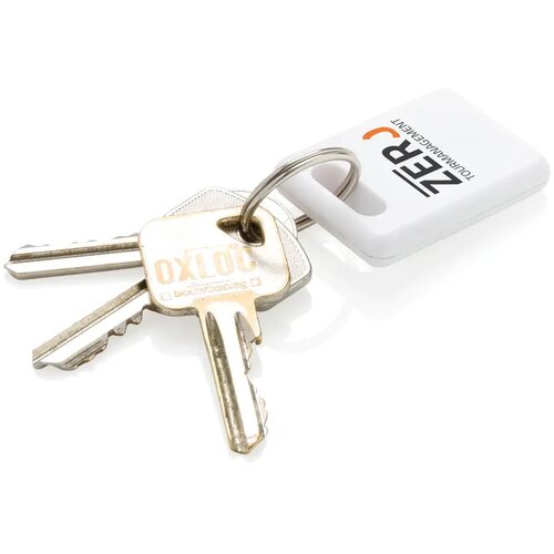 Vierkante tracker sleutelhanger Wit