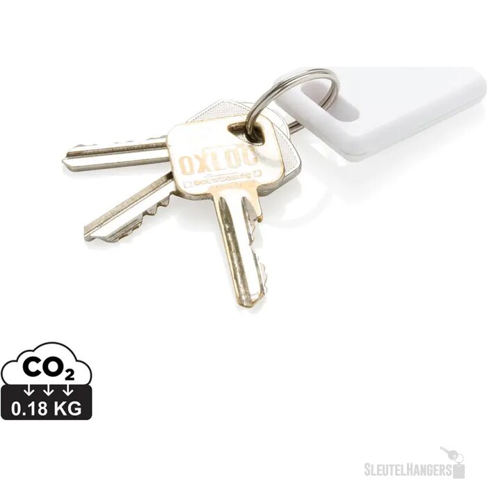 Vierkante tracker sleutelhanger Wit