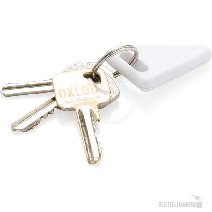 Vierkante tracker sleutelhanger Wit