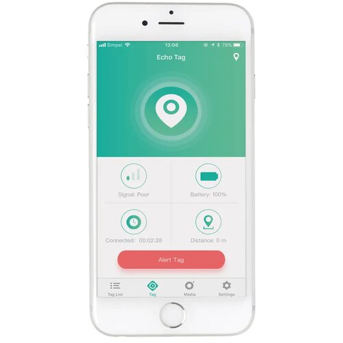 Vierkante tracker sleutelhanger Wit