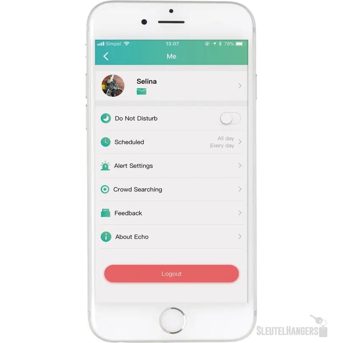 Vierkante tracker sleutelhanger Wit
