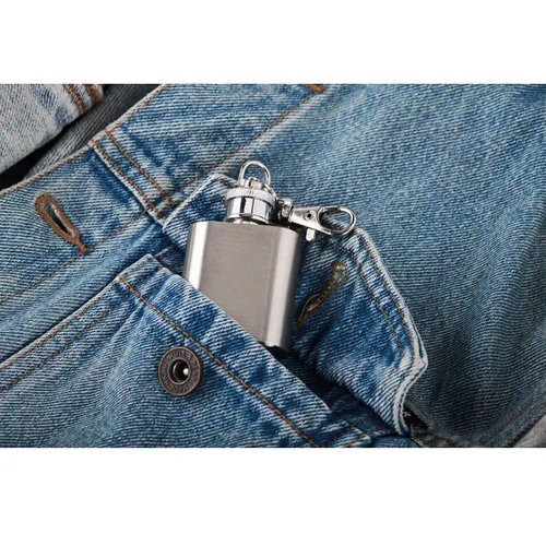 Sleutelhanger heupfles Hippy zilver