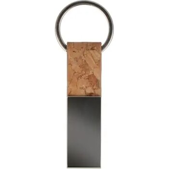 Sleutelhanger rechthoekig kurk & metaal Naturel